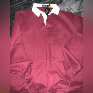 Polo collared Sweatshirt with kangaroo pocket